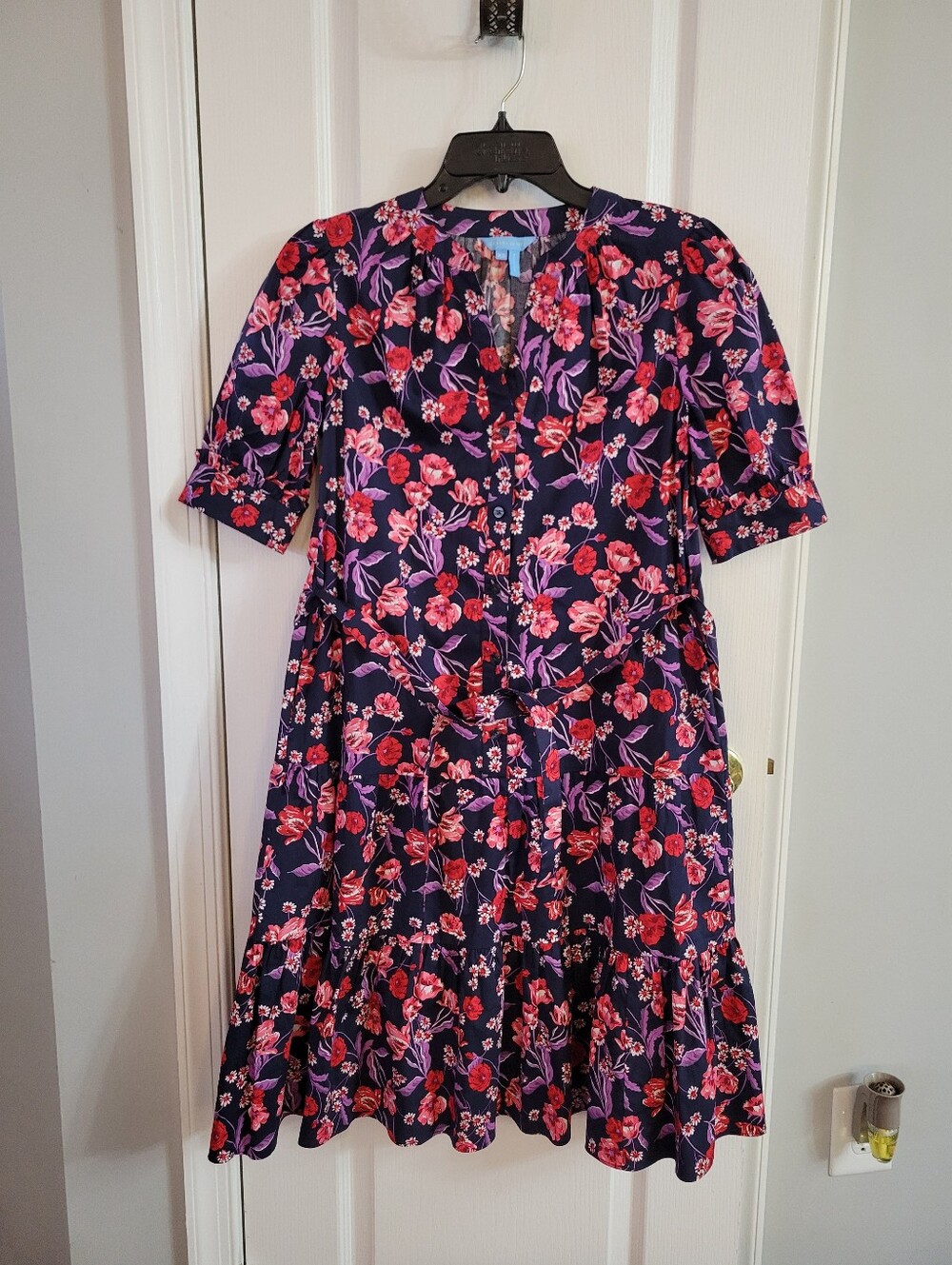 NWOT Draper James Loretta Shirt Dress XS Fall Blooms Field Poppy Floral Midi